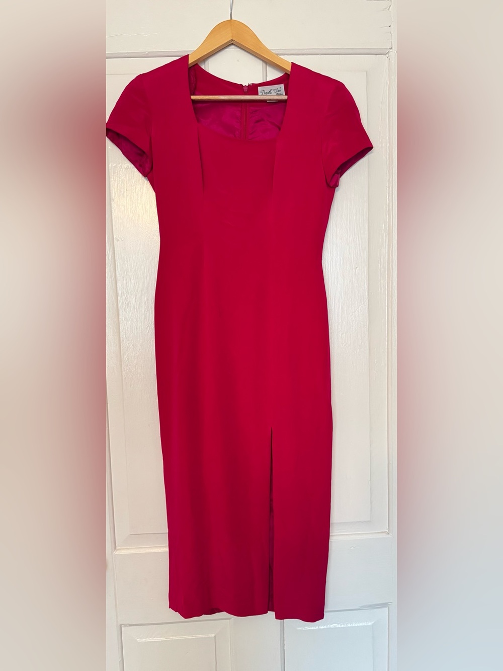 Papell Too 1990’s Silk Fuchsia Sheath Dress